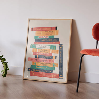 Trendy Custom Book Stack Poster featuring personalised titles framed keepsake for bibliophiles and reading lovers