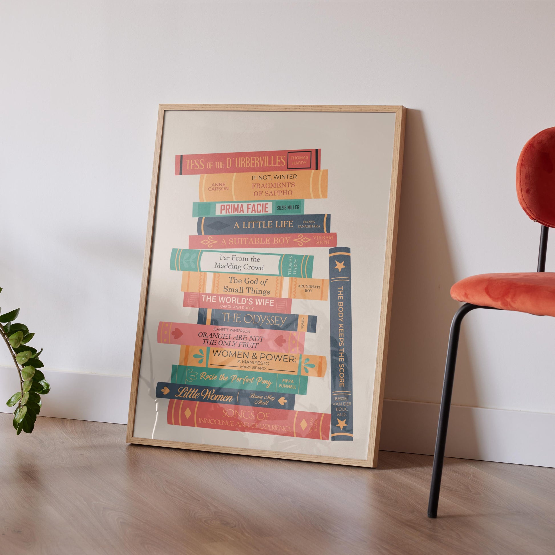 Digital personal book print trendy gift idea for bibliophiles reading spaces and printable shelf art. Print leaning on wall
