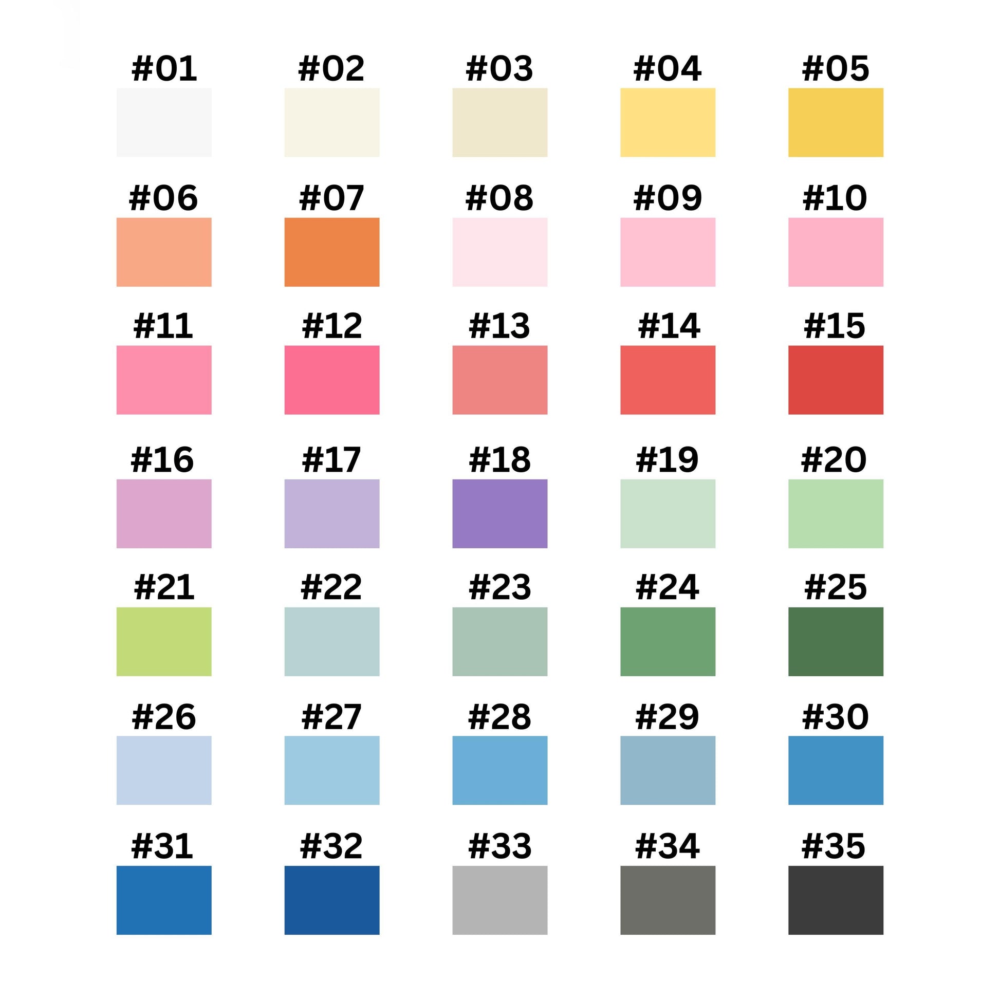 These are the colours available to pick from for our unique ticket stub print.