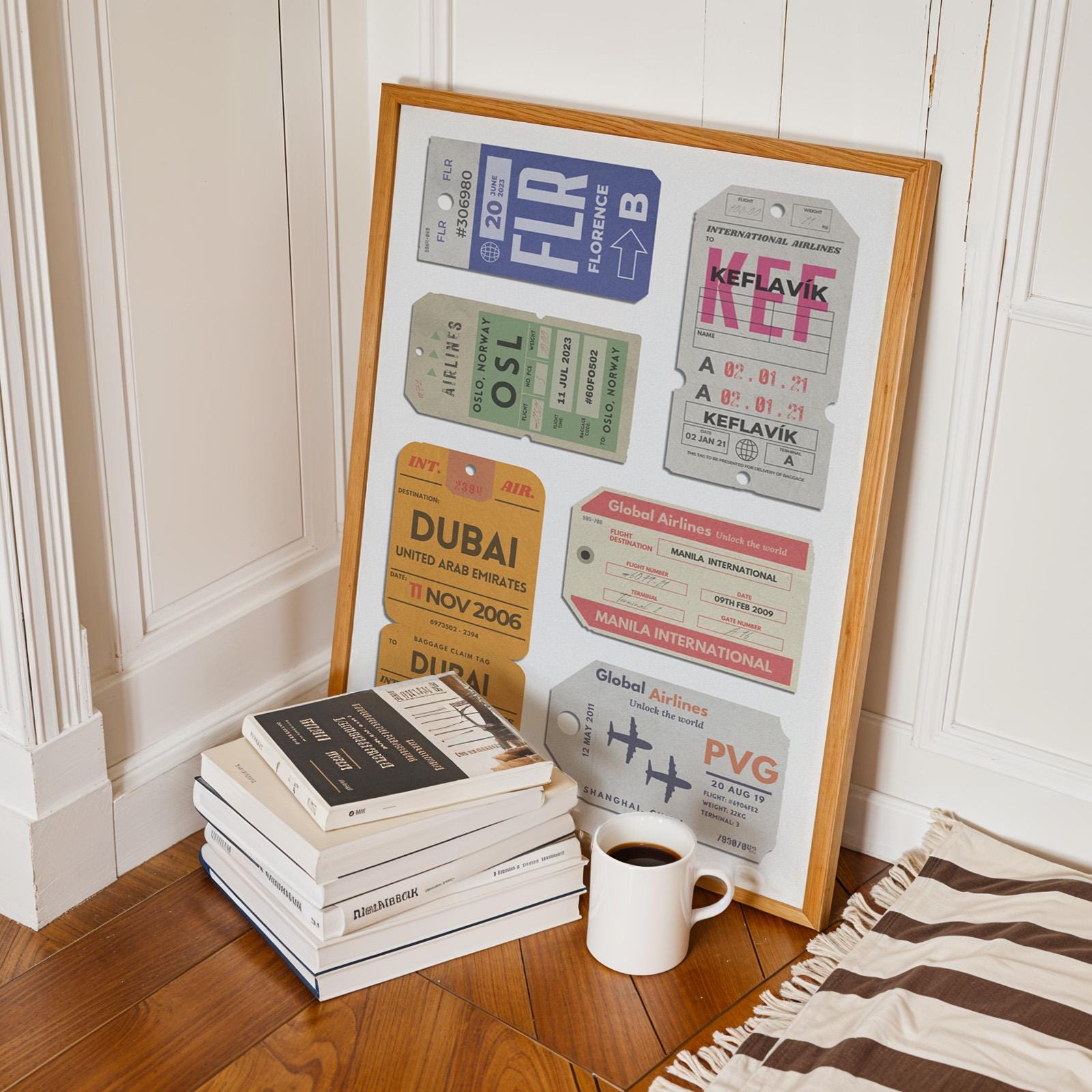 Printed one of a kind to you airport tag artwork travel lovers, unique physical keepsake gift idea for flights and holidays.