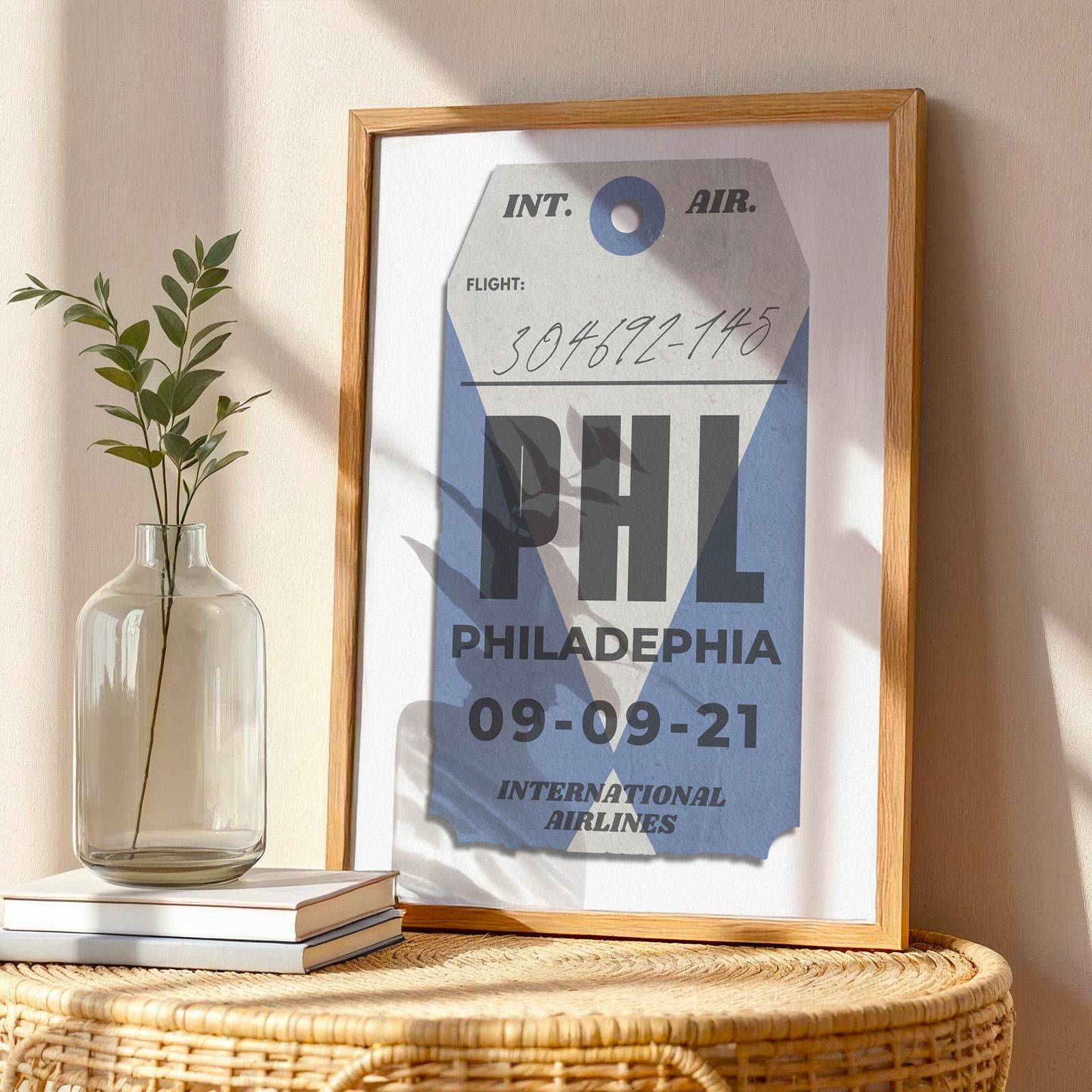 Customisable sky blue departures tag art, bespoke holiday gift for travellers, flights, and nostalgic memories.