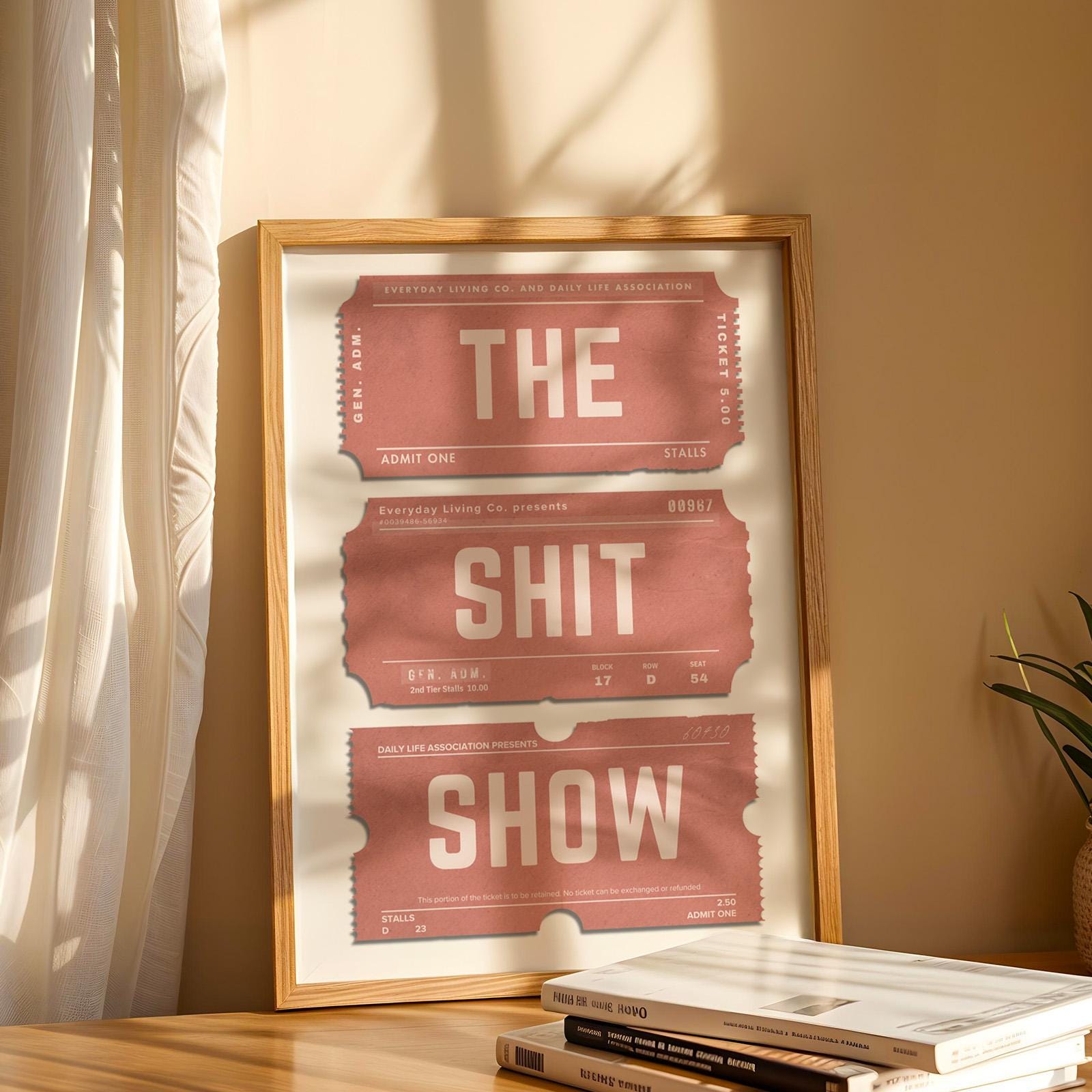 humorous wall art on desk in home