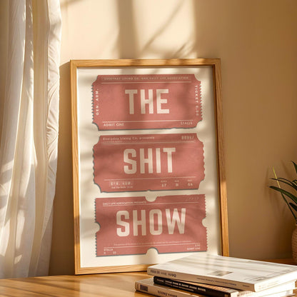 humorous wall art on desk in home