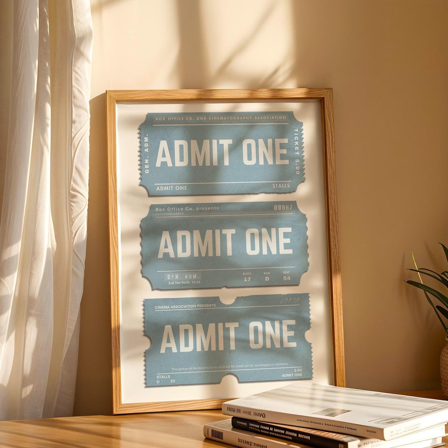 blue poster trendy aesthetic for a cinema room, living room or office.