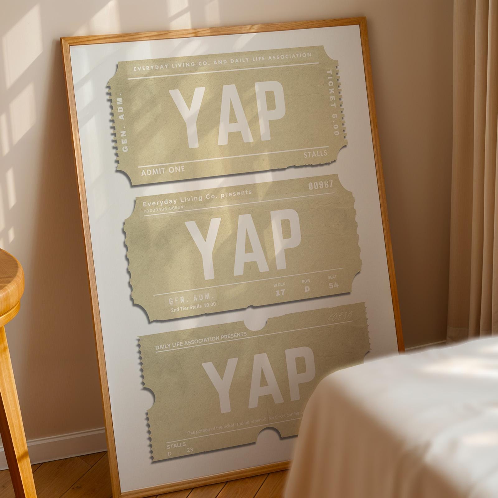 A neutral minimalist wall art piece ideal for a graphic funny decor option