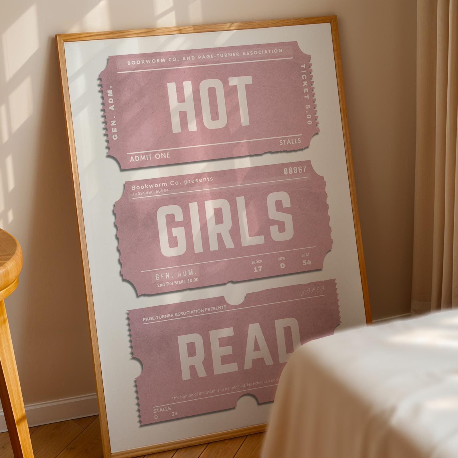 a pink girly poster for your girlfriend who loves books