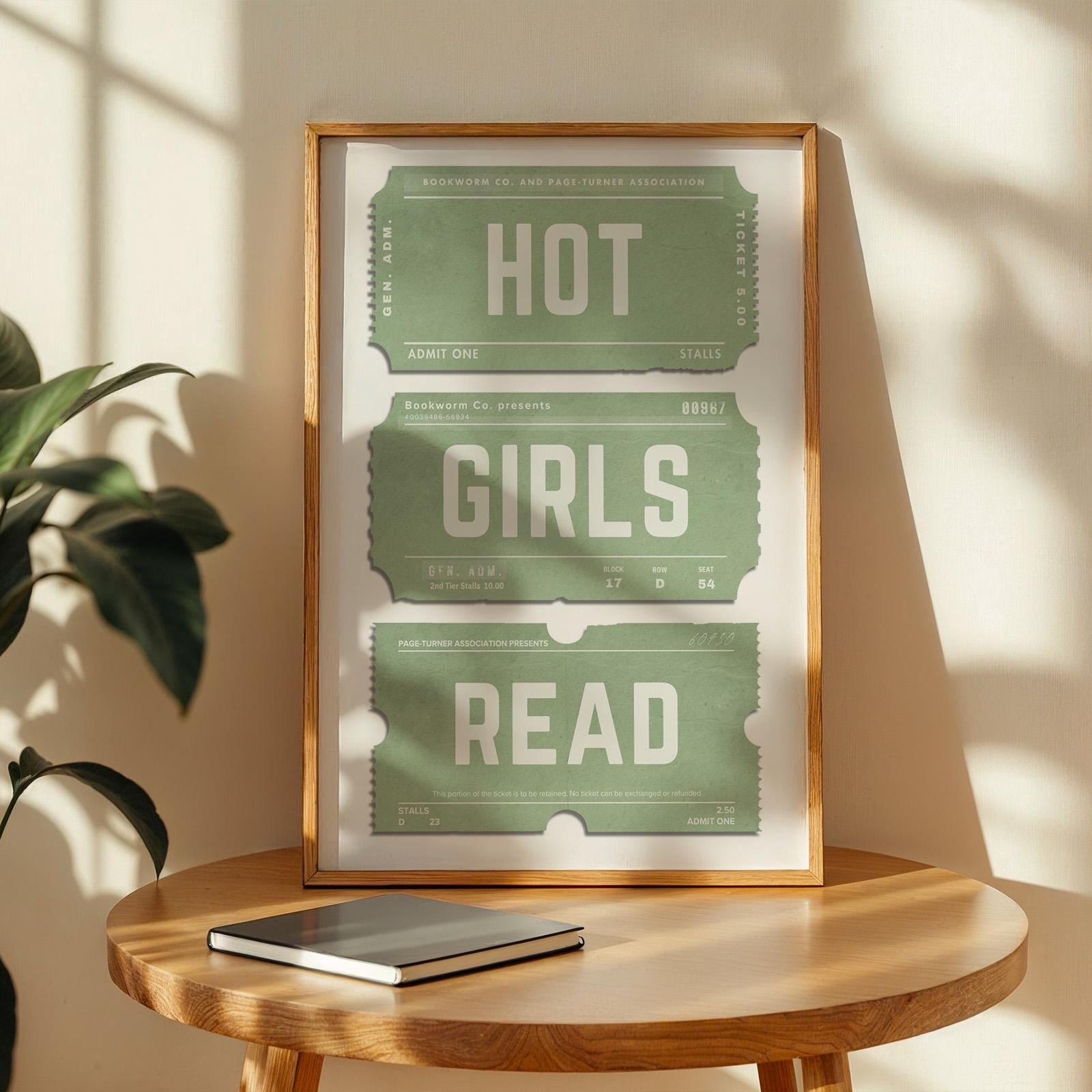 a oak framed poster in a office study room. retro art design