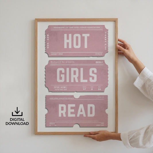 A printable hot girls read green stub print for book lovers.