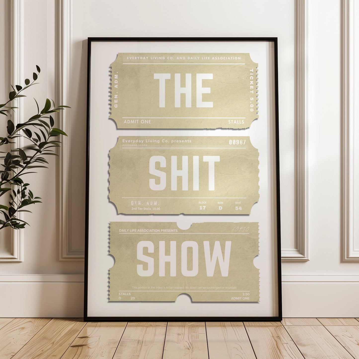 off white cream colour minimal art of a worn nostalgic events print with a funny saying