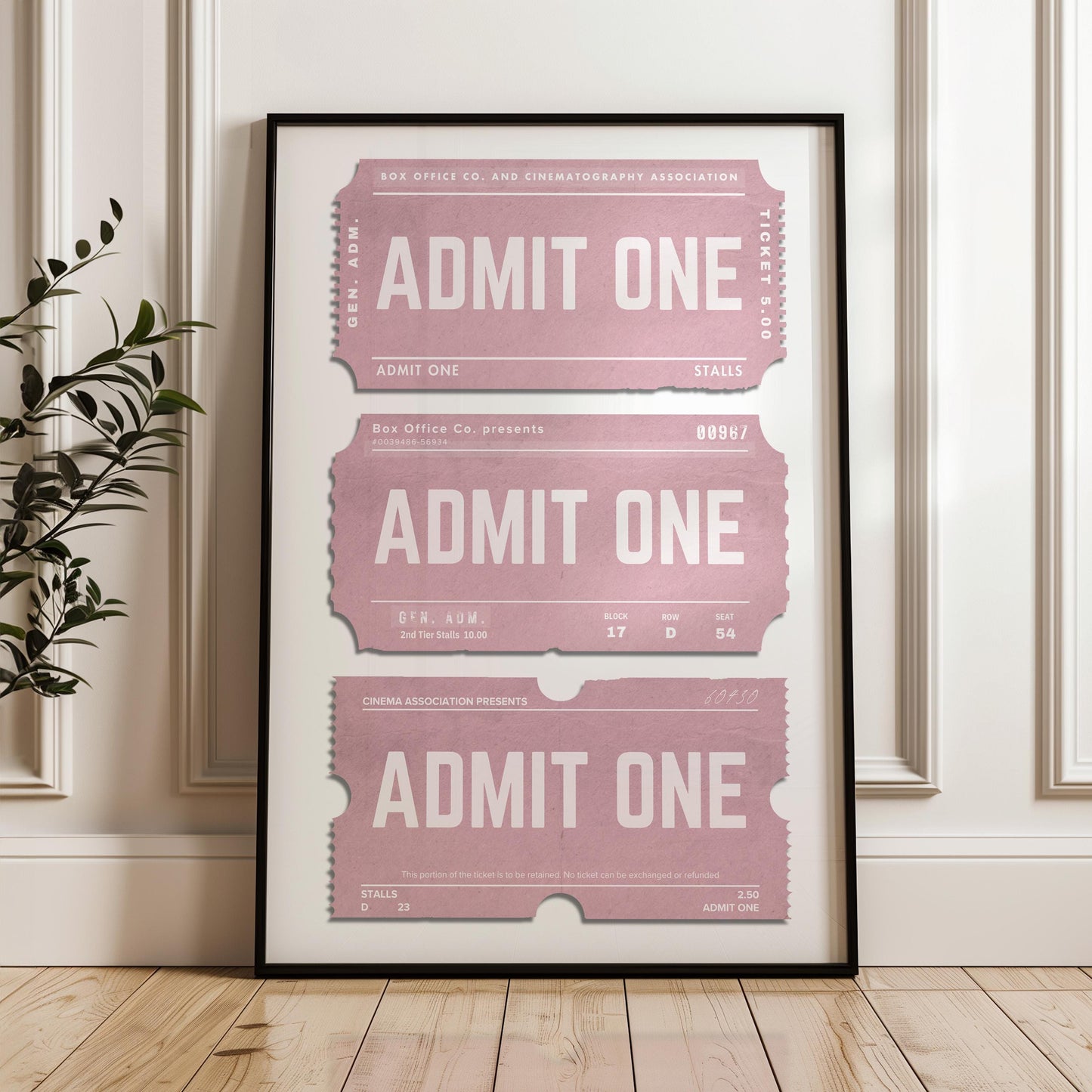 A black framed A3 print in a cosy minimal interior. retro style wall art