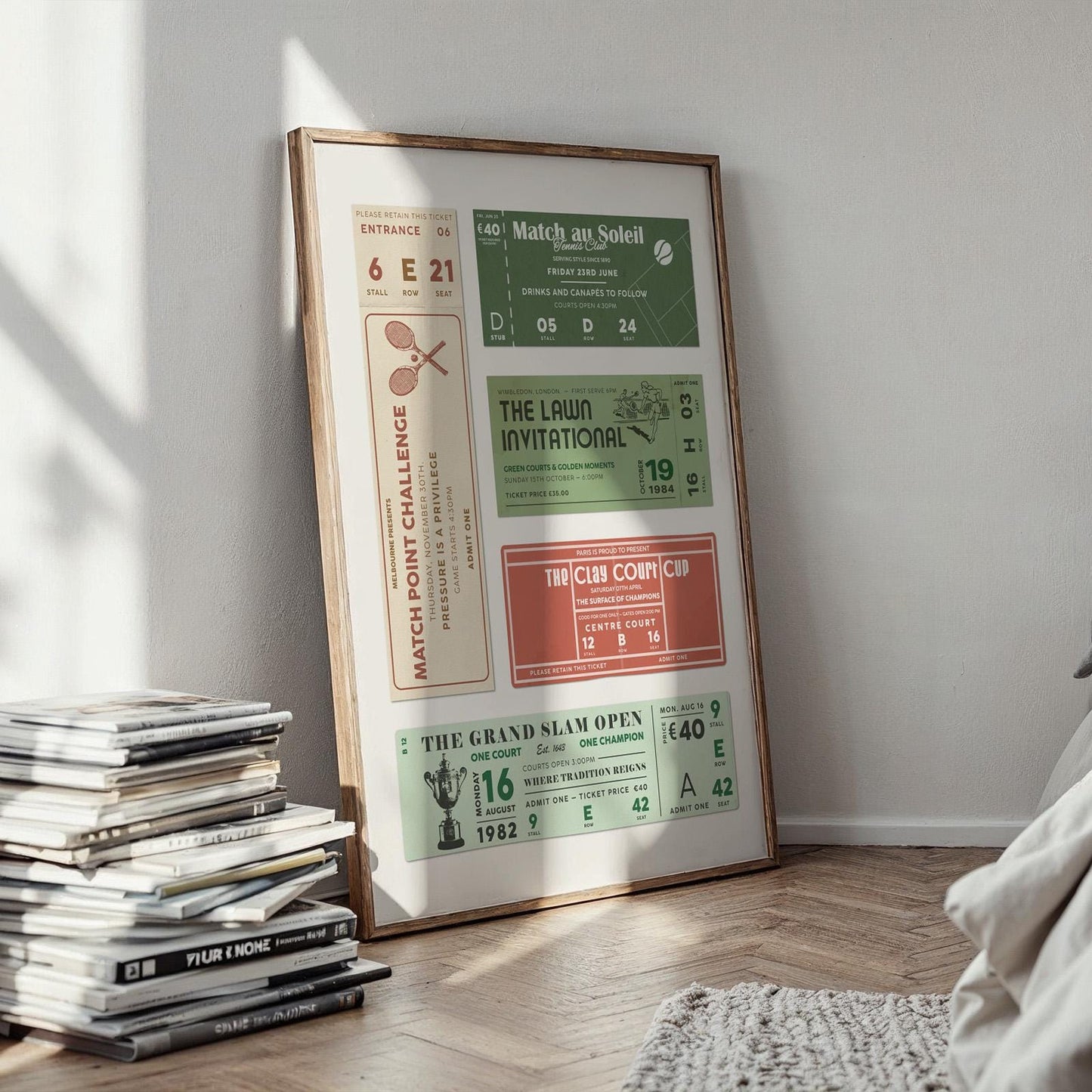 thoughtful vintage retro style stub poster. old money stylish home decor.