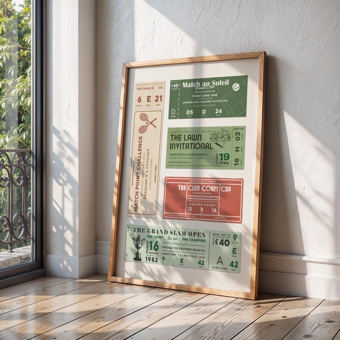 a sporty trendy poster made of retro tickets for lovers of luxury style.