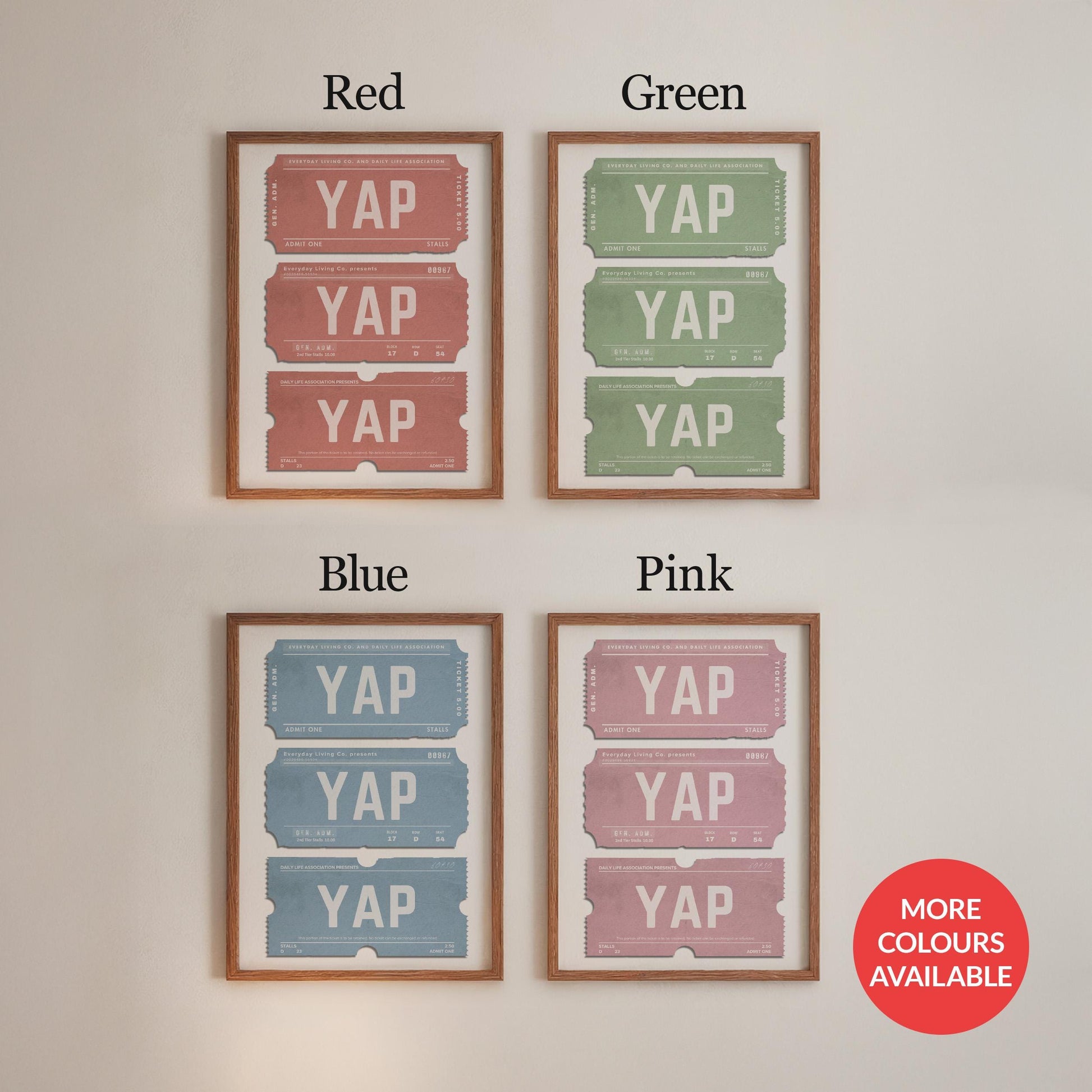 a beige minimalist trendy stub print leaning on wall in black frame