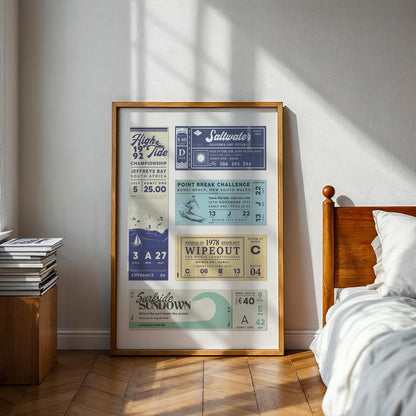 a beachy coastal ticket poster