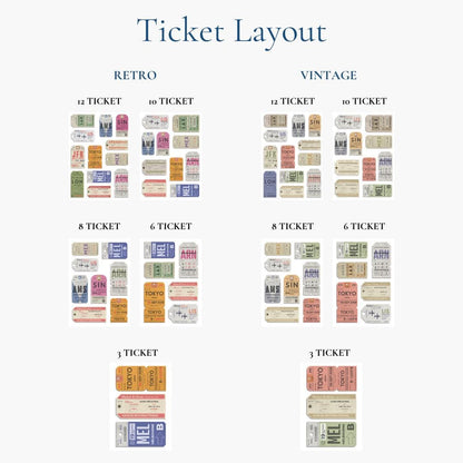 Options available for custom personal layout of travel boarding tags. various options to suit any space