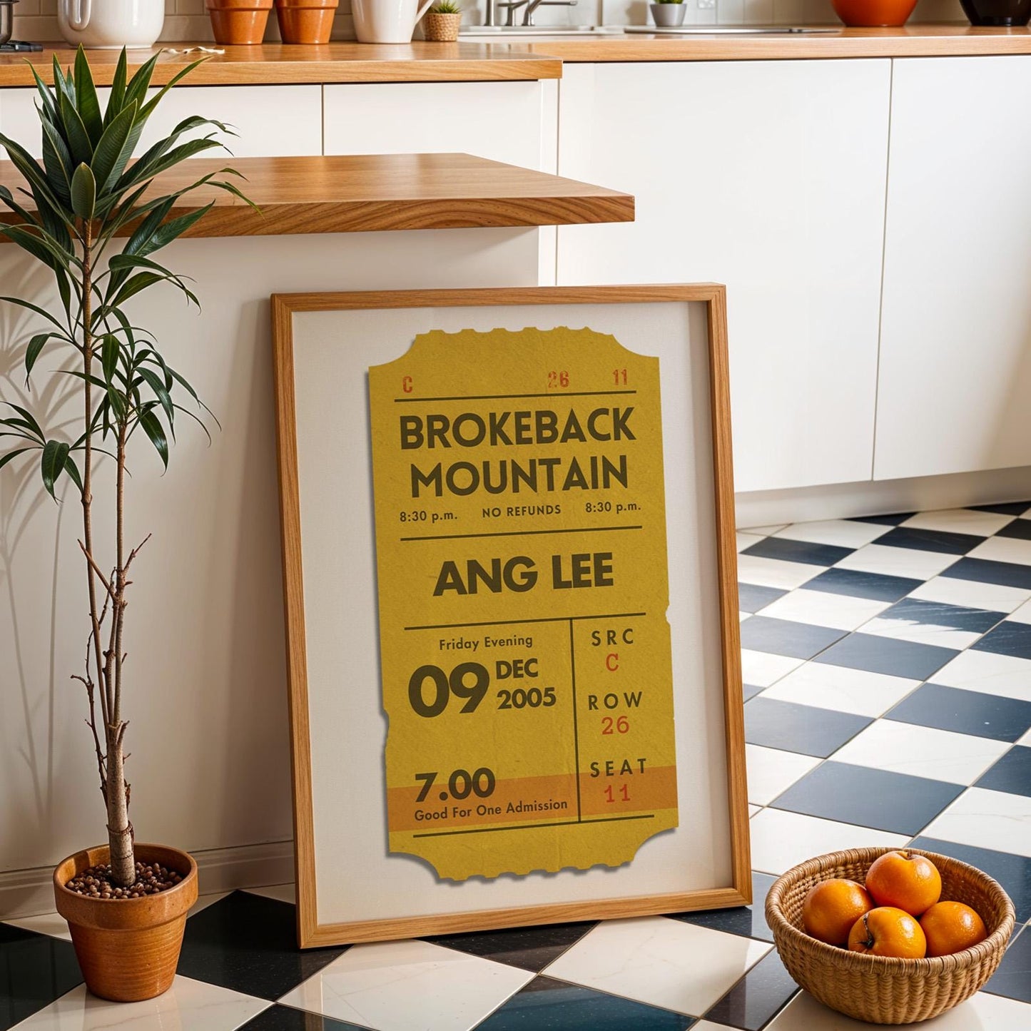 Yellow Custom Movie Ticket Stub Poster