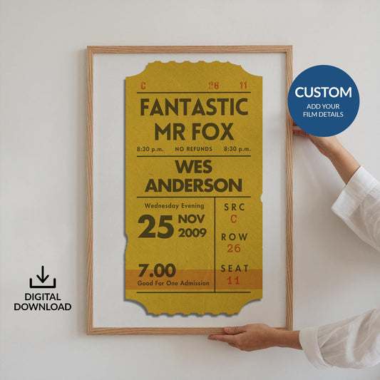 a printable poster of vintage movie ticket stub