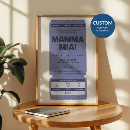 vintage blue cinema ticket stub art