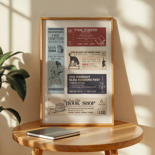 Book Club Ticket Stub Poster: Bookish Vintage Reading Nook Decor