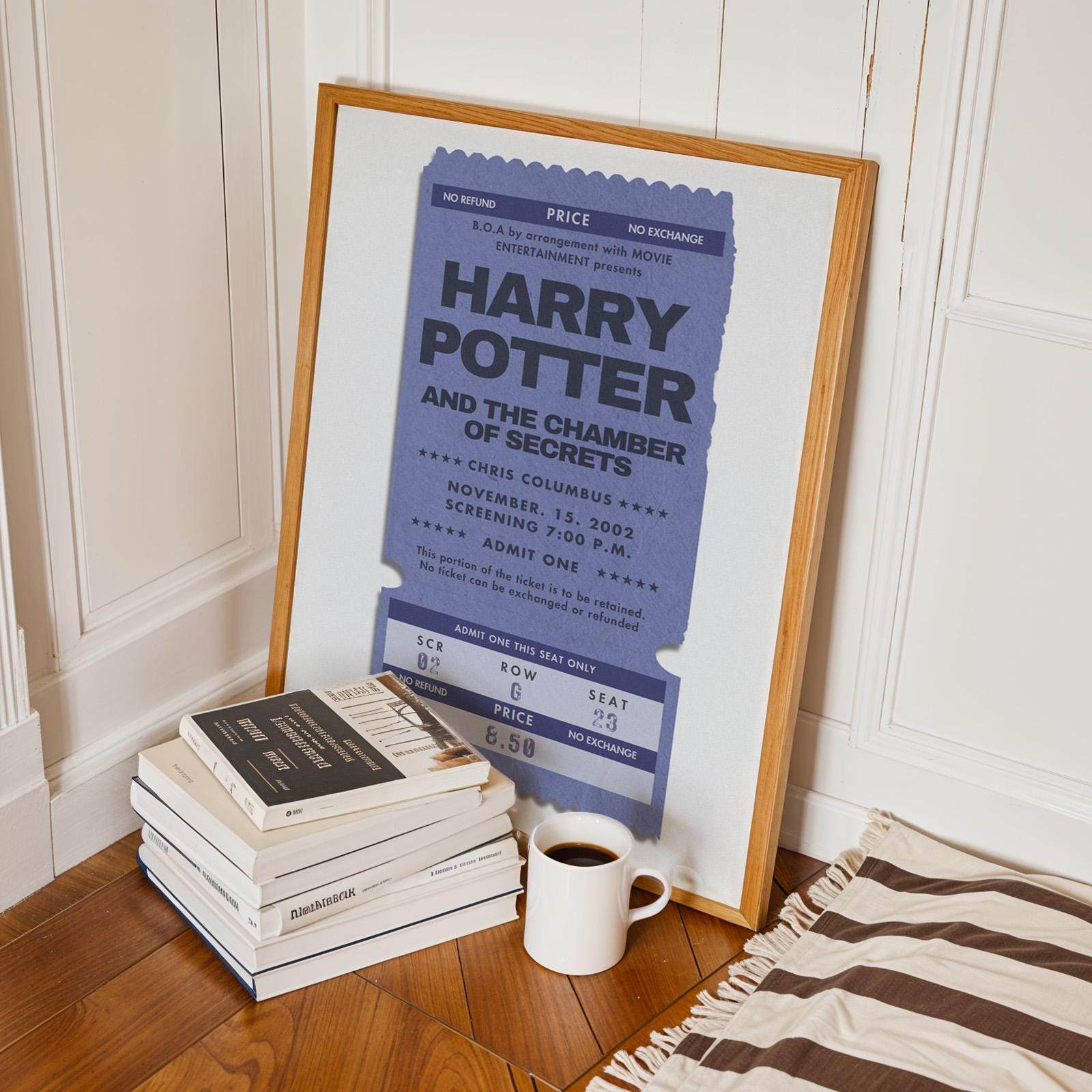 ticket stubs movie print for minimalist home decor