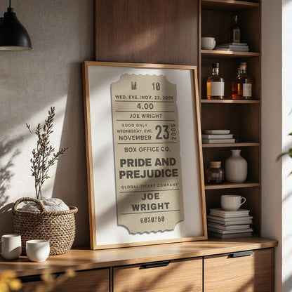 date night classics wall decor leaning on counter.