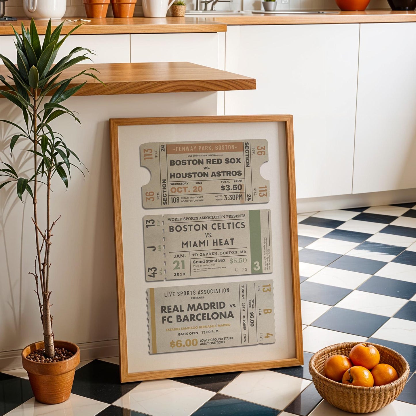 mens sports gift for bachelor pad. superbowl, champions league, masters and more captured in a retro art style.