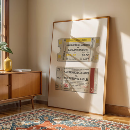 masculine retro print framed in living room