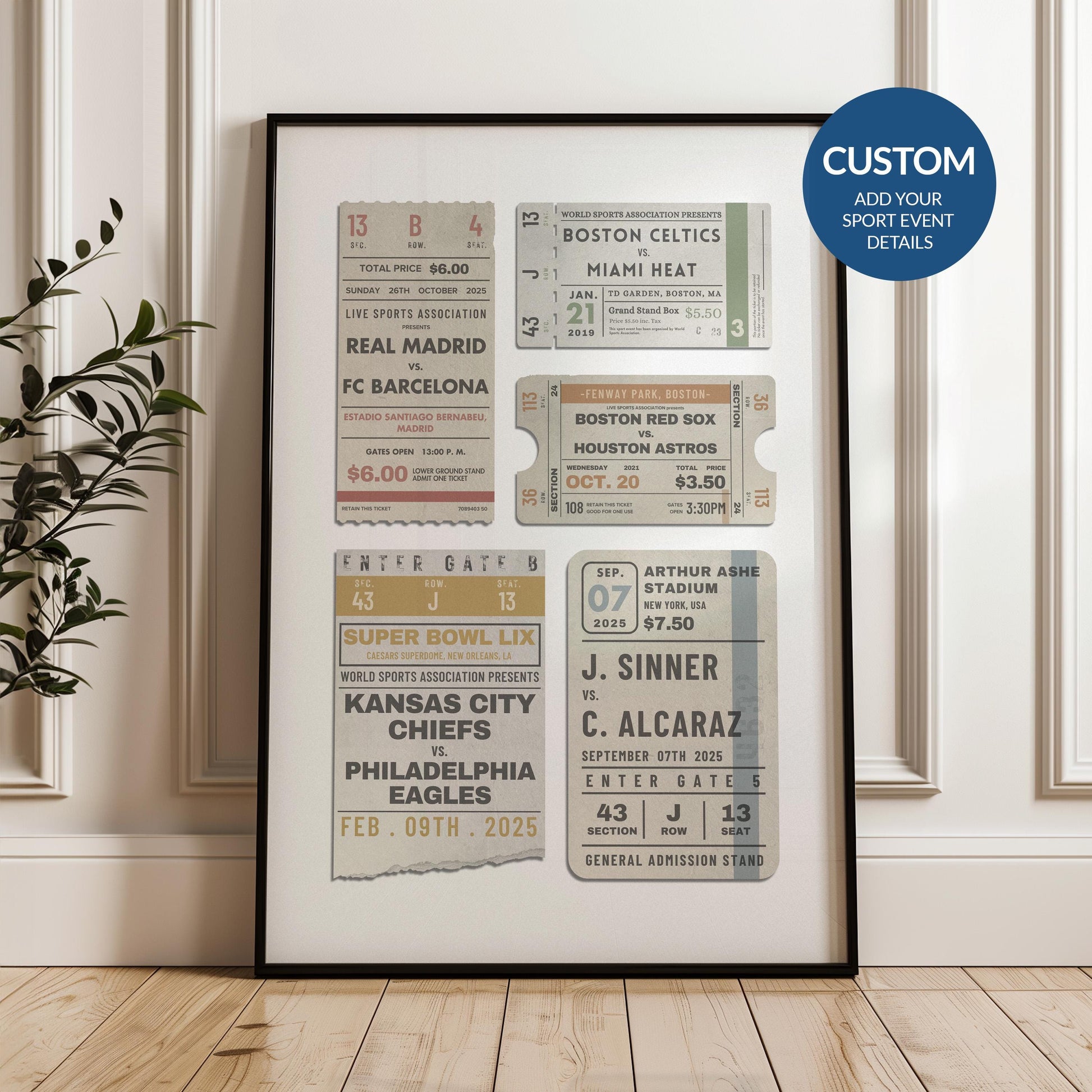 a retro inspired ticket poster for old sports ticket stubs. custom to your events.