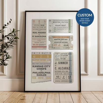 a retro inspired ticket poster for old sports ticket stubs. custom to your events.