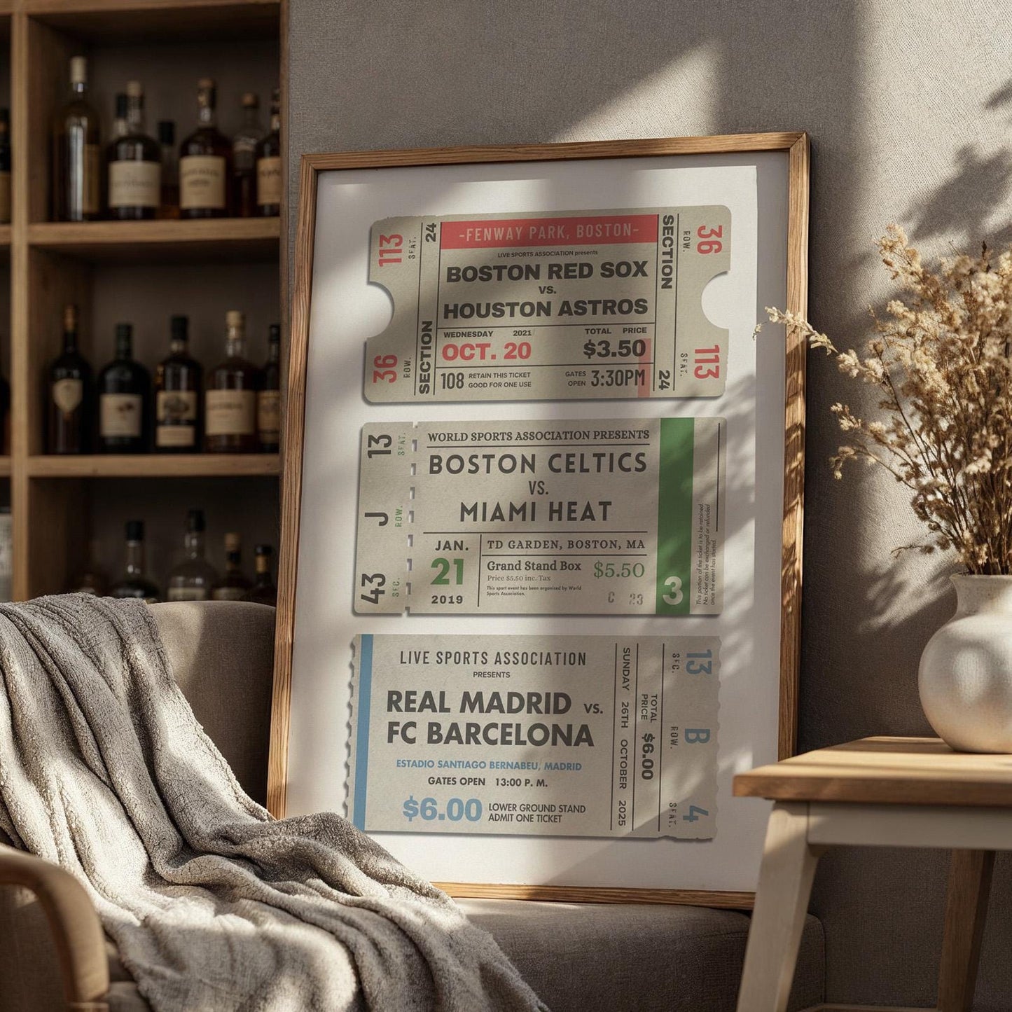 a masculine mens gift idea for home decor. leaning on wall in office