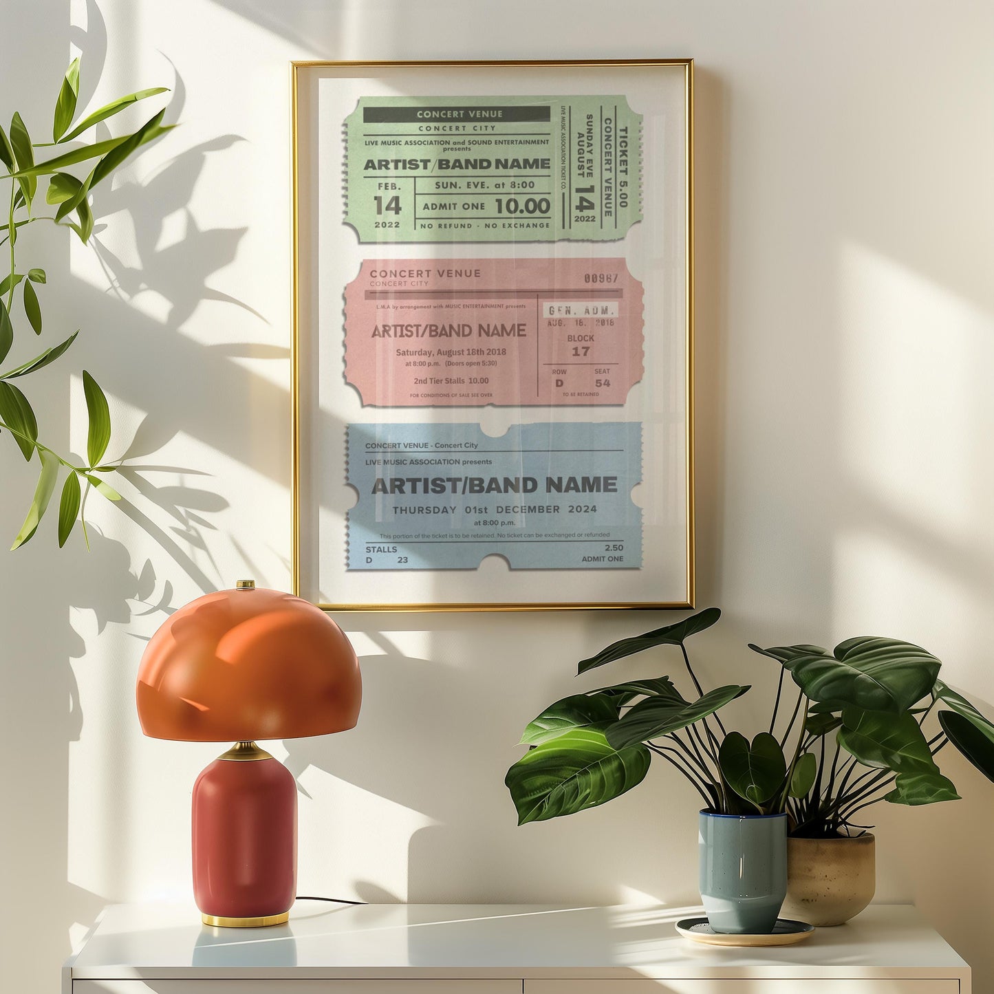 Customizable digital poster of vintage concerts art, ideal music memory keepsake for gigs and festivals.