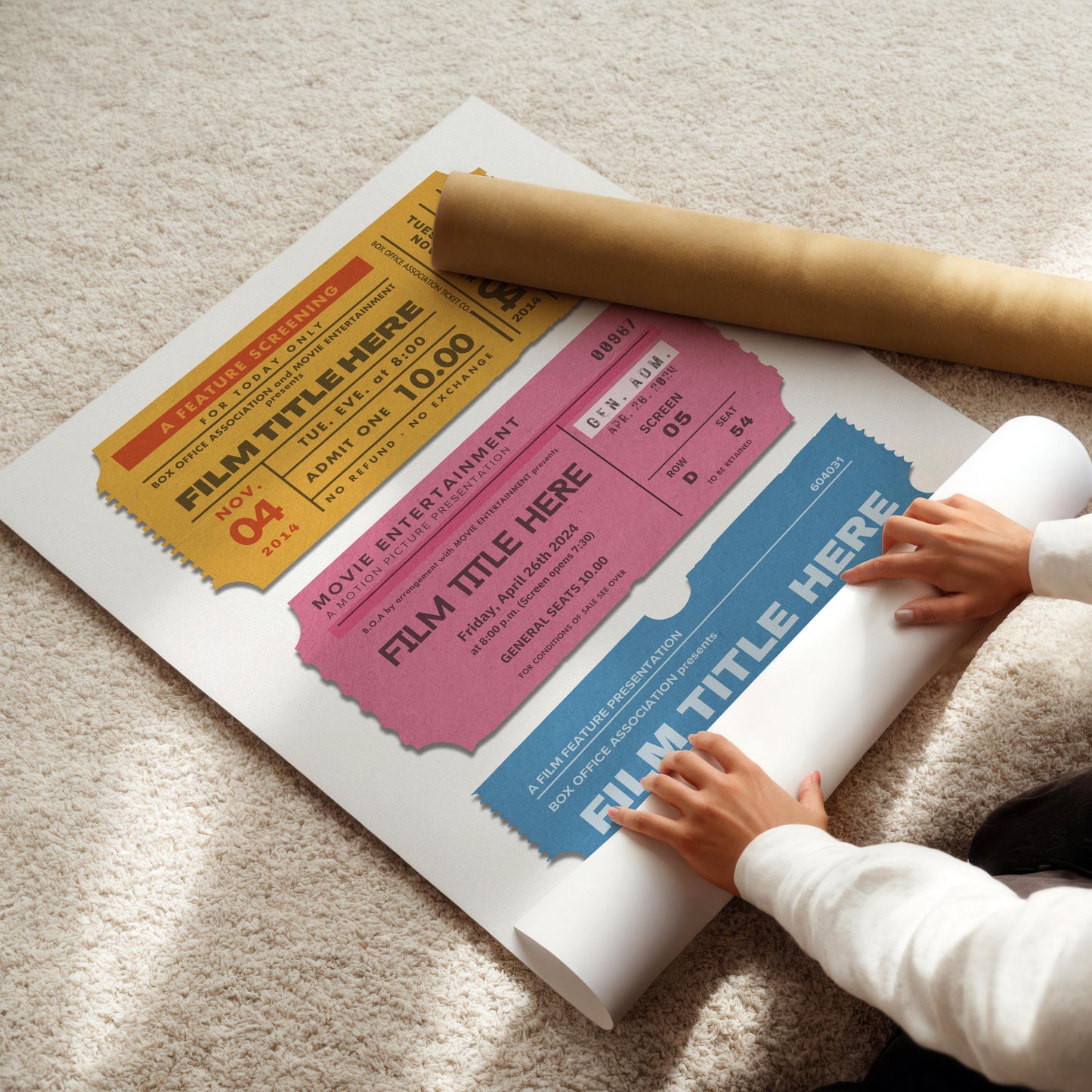 wall art made for you. sentimental and masculine poster being unrolled
