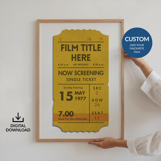 Digital Yellow Custom Movie Ticket Stub Poster