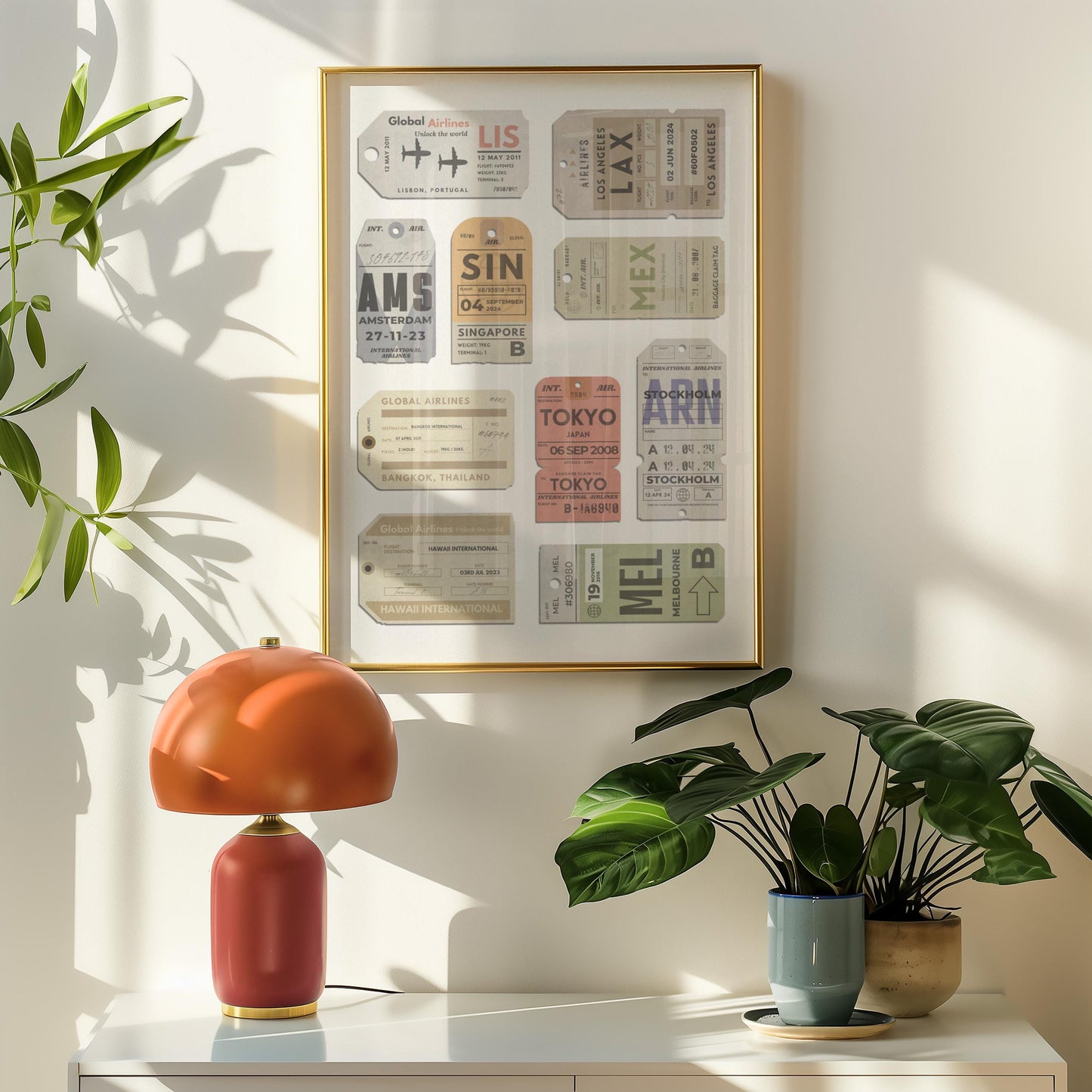 Downloadable travel tag print, perfect printable gift idea for frequent flyers and adventure lovers. Nostalgic keepsake Art