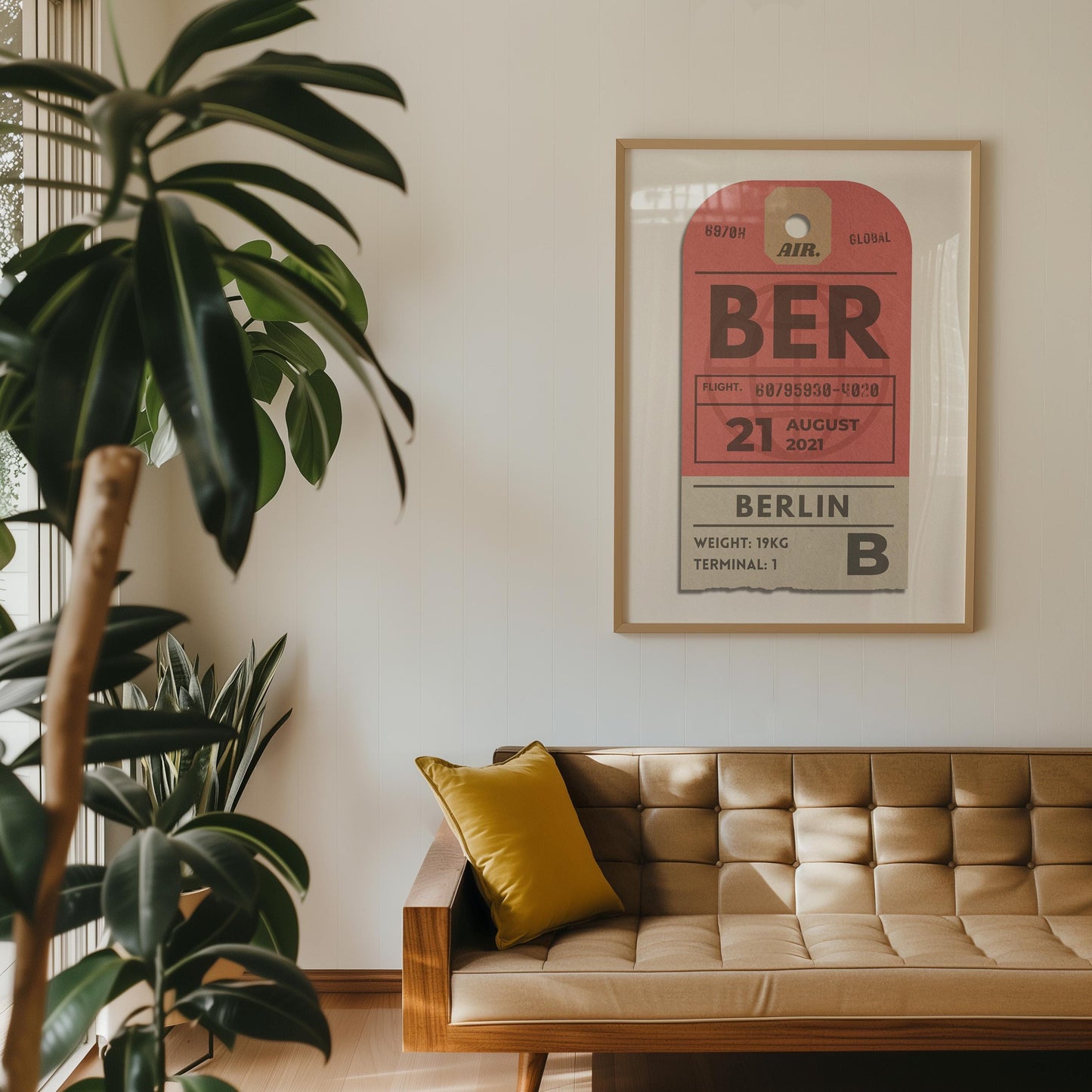 statement custom red luggage tag digital print, bespoke travel gift for holiday flights and airport-inspired keepsakes.