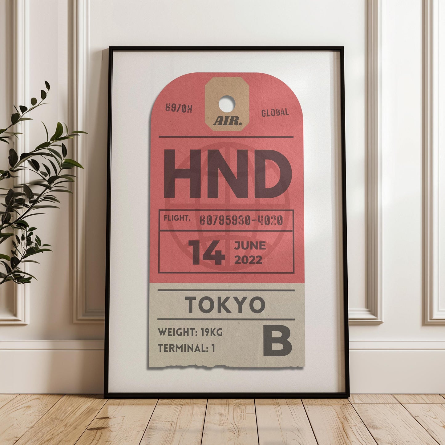 flight pass travel wall art, vintage personalised travel gift for nostalgic holidays and flight memories.