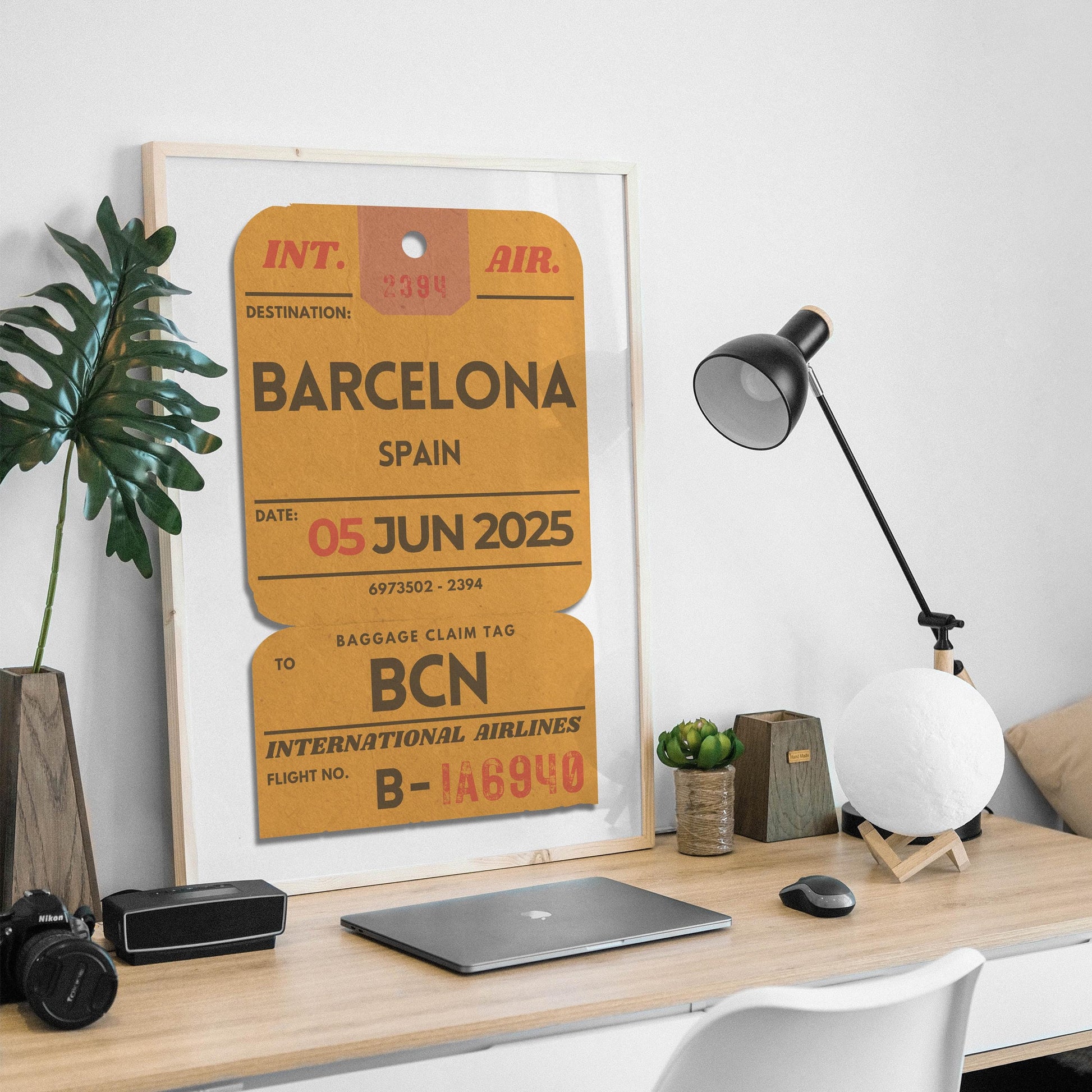 printable colourful departures tag print, customizable gift for holidays, flights, and nostalgic airport keepsakes.