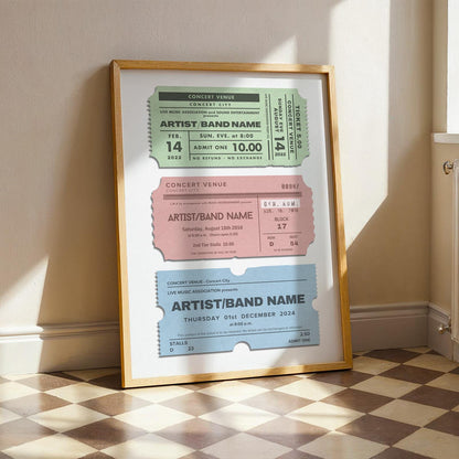 checker board kitchen floor with poster leaning on wall. Bespoke pastel colour nostalgic art.