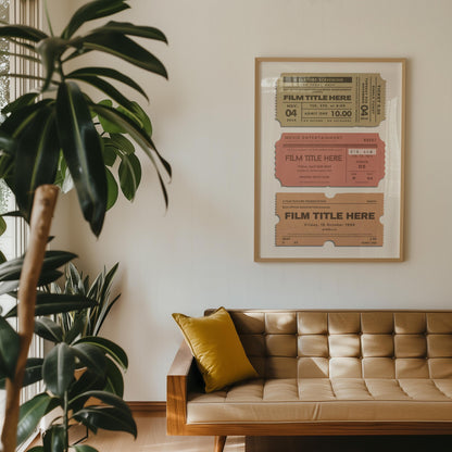 classic date night printable art on wall above sofa in lounge.