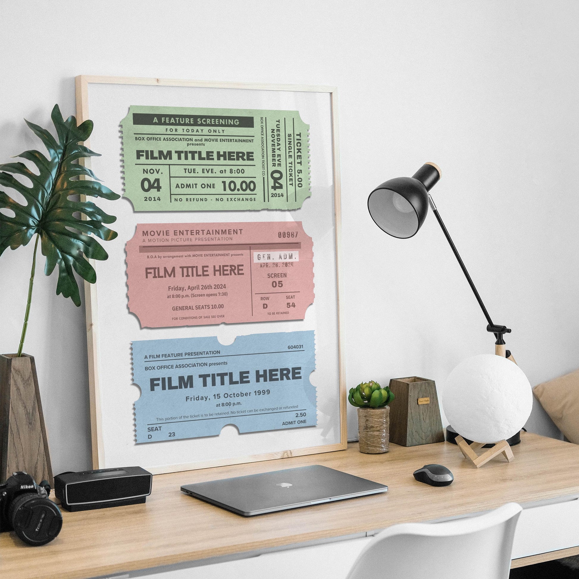 digital file of print with films nostalgic art piece in office