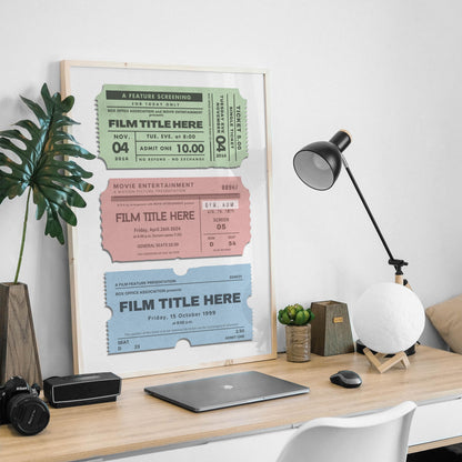 digital file of print with films nostalgic art piece in office