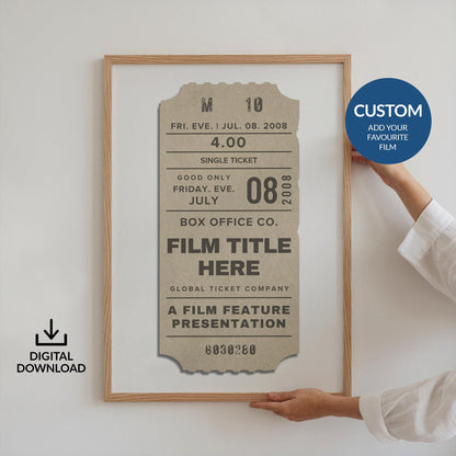 Digital Beige Custom Movie Ticket Stub Poster