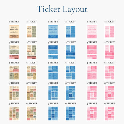 Bespoke vintage concert wall art can be personalised to have between 1-10 tickets of your gigs on them.