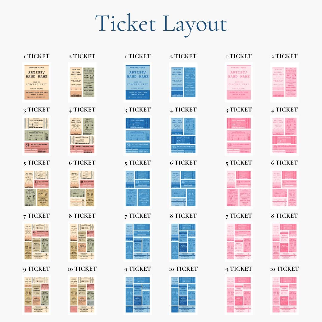 Your bespoke printable music memories wall art can present 1-10 ticket stubs for you. Make the most out of displaying.