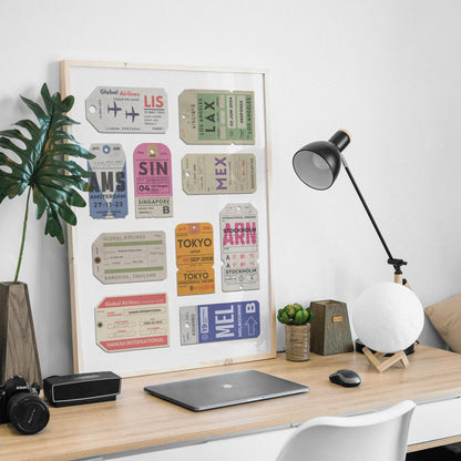 Budget-friendly affordable and printable Vintage airport tag poster, digital travel-themed keepsake for holiday memories.