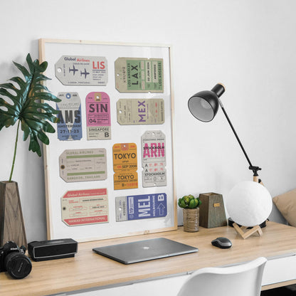 Budget-friendly affordable and printable Vintage airport tag poster, digital travel-themed keepsake for holiday memories.