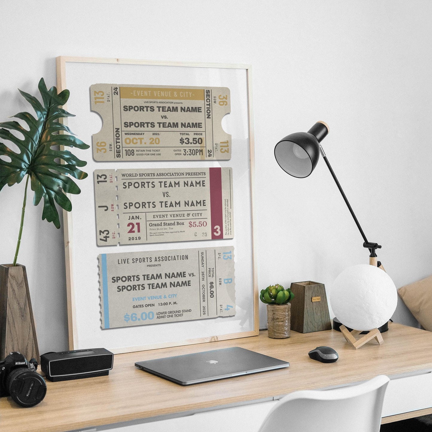 a masculine mens gift idea for home decor. leaning on wall in office