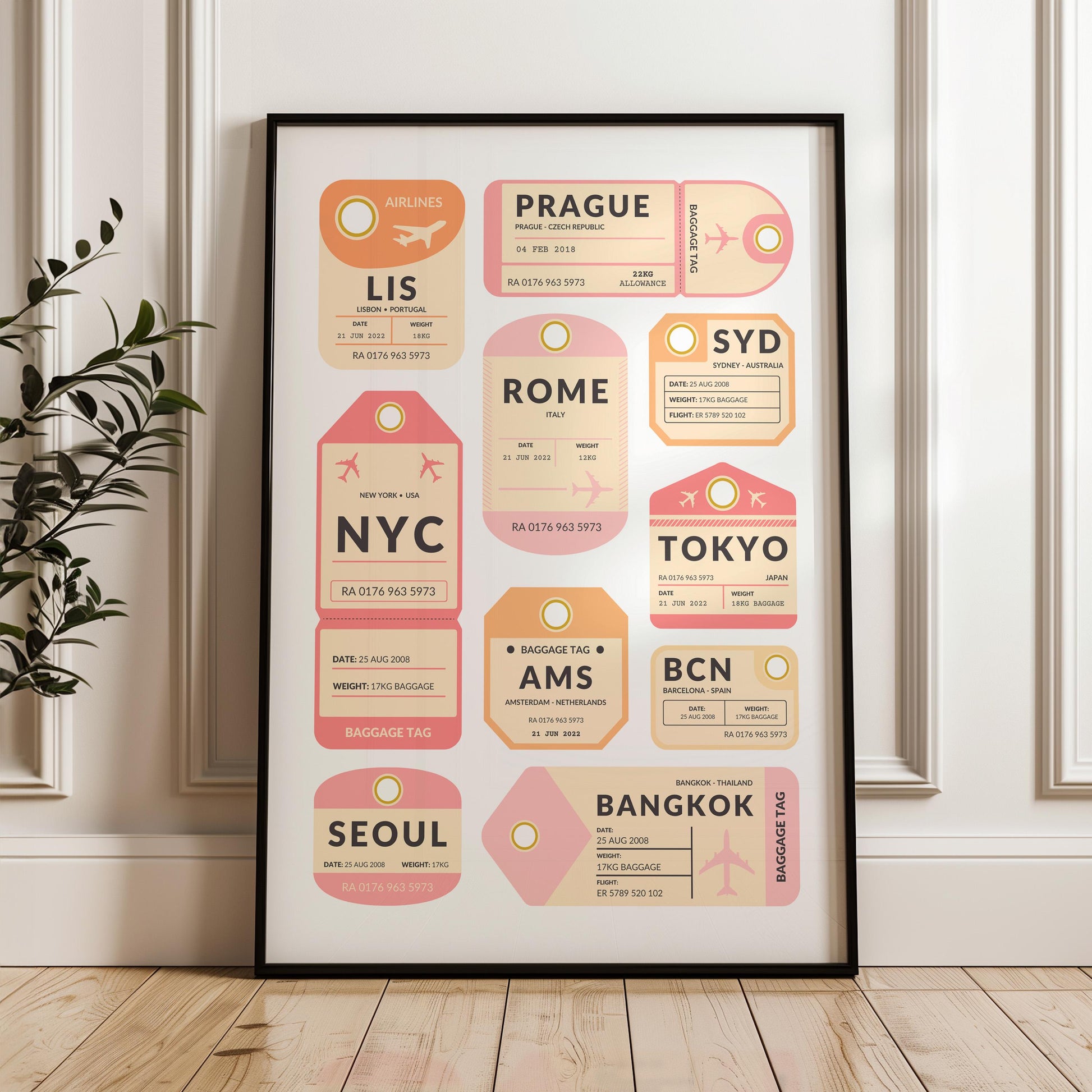 Downloadable travel keepsake poster, affordable gift for airport lovers, flights, and holiday nostalgia.