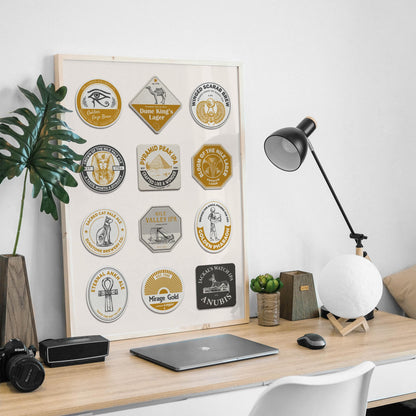 Egyptian pub art with Cairo, pyramids, and Nile. Ideal pint gift for travel lovers, man cave, or pub wall art.