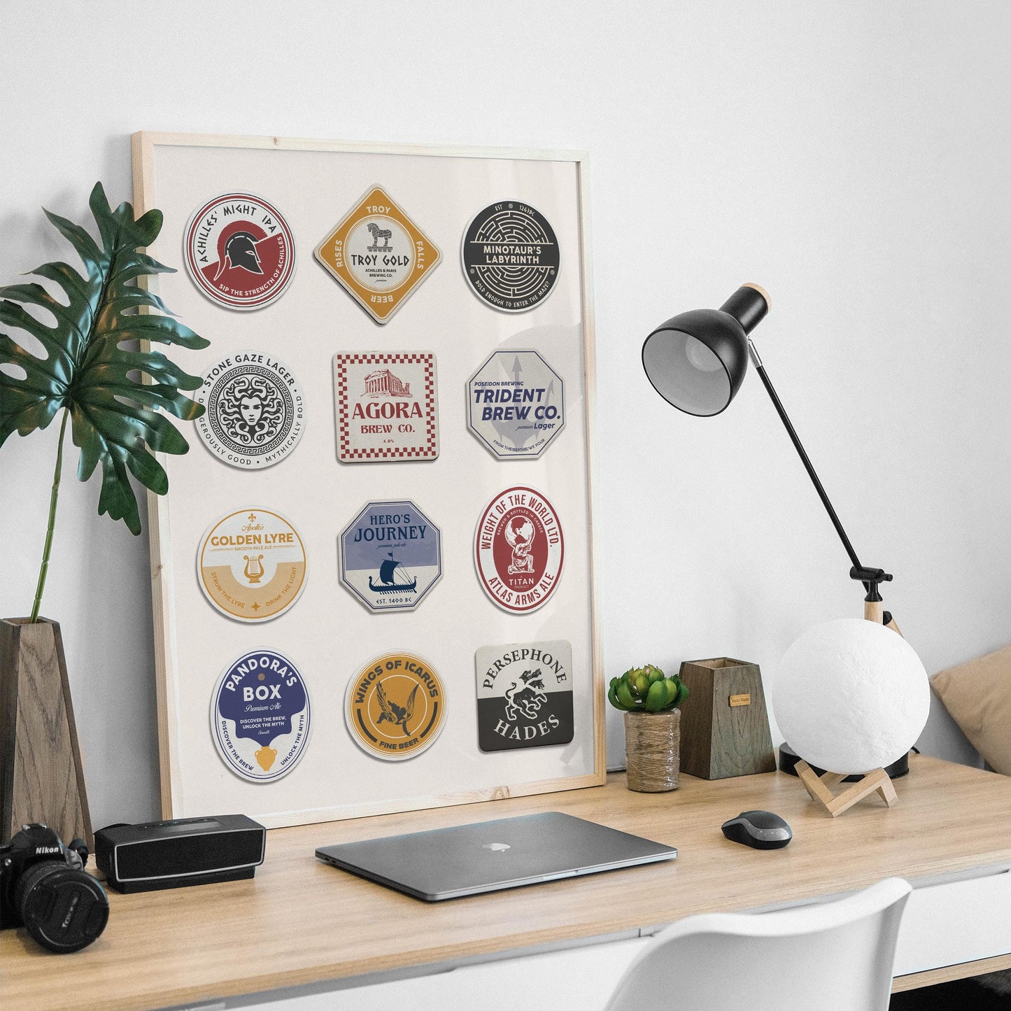 Digital Coaster Print with Hades, Persephone, Underworld themes. Great living room printable gift mythology and beer lovers